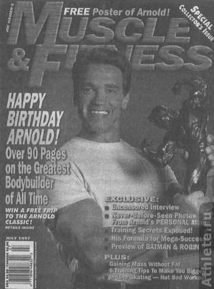 Арнольд Шварценнегер на обложке журнала Muscle&Fitness.
